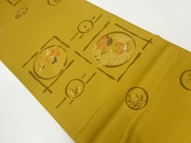 JAPANESE FUKURO OBI / WOVEN FLORAL PLANTS